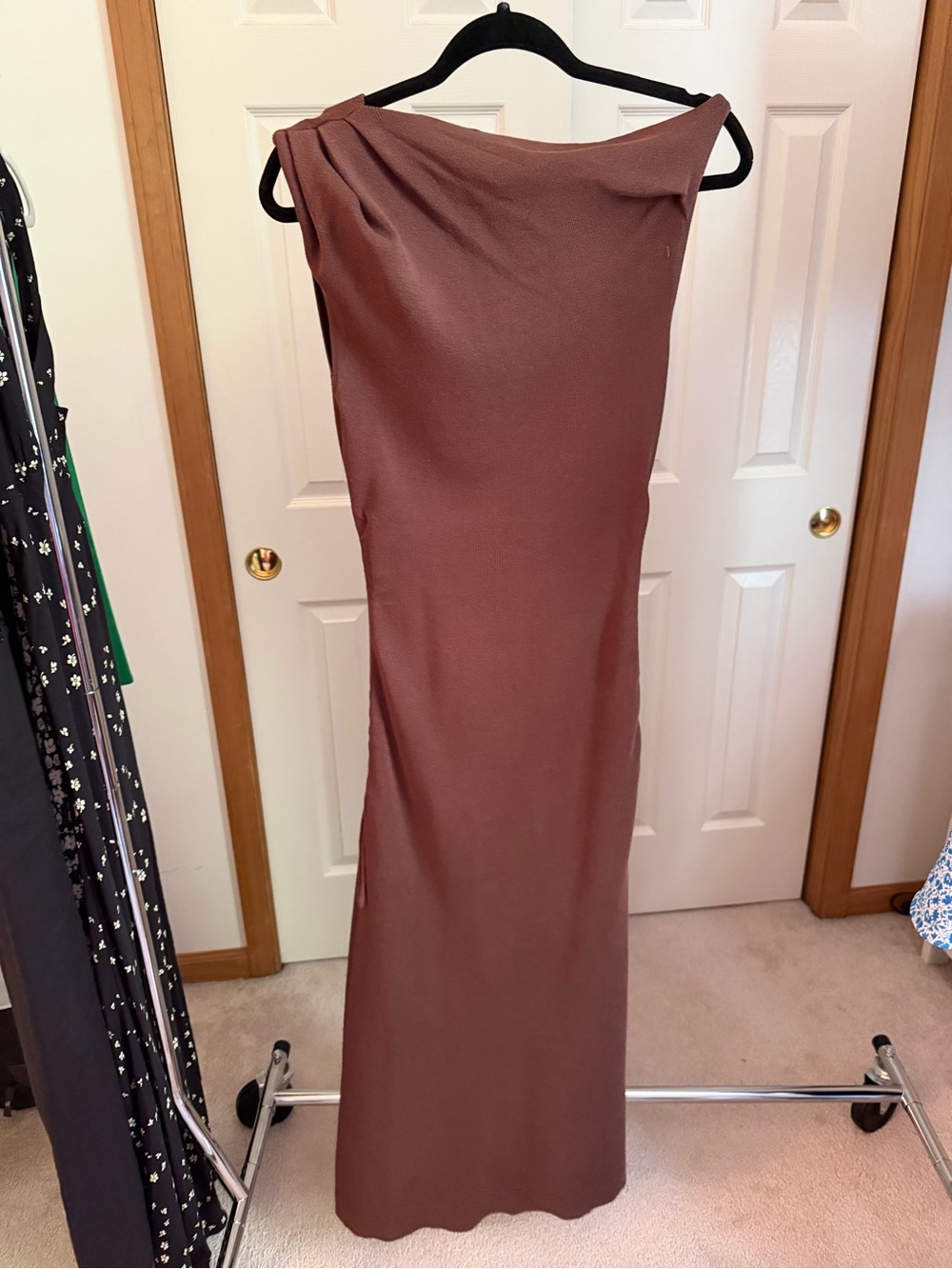 Lioness One-Shoulder Maxi Dress in Warm Brown